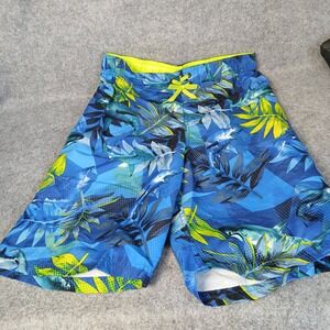 ZeroXposur Swim Trunks Boys XL 18/20 Blue Tropical Shark Print Board Shorts